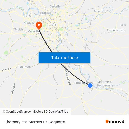 Thomery to Marnes-La-Coquette map