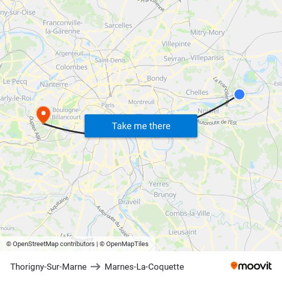 Thorigny-Sur-Marne to Marnes-La-Coquette map