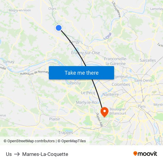 Us to Marnes-La-Coquette map