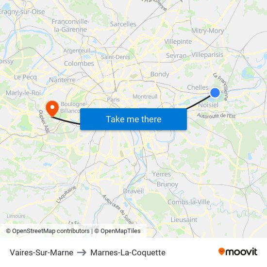 Vaires-Sur-Marne to Marnes-La-Coquette map