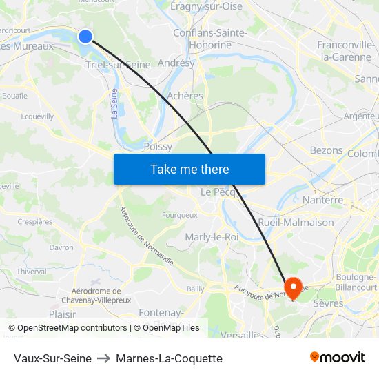 Vaux-Sur-Seine to Marnes-La-Coquette map