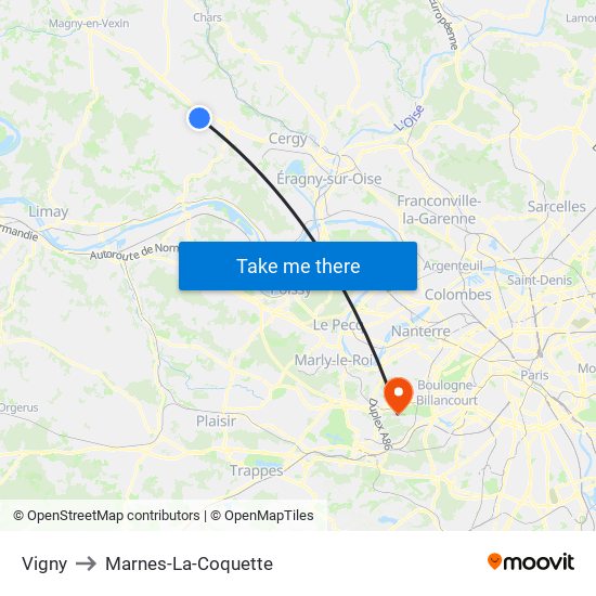 Vigny to Marnes-La-Coquette map