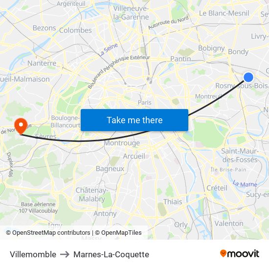 Villemomble to Marnes-La-Coquette map