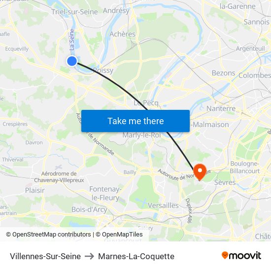 Villennes-Sur-Seine to Marnes-La-Coquette map