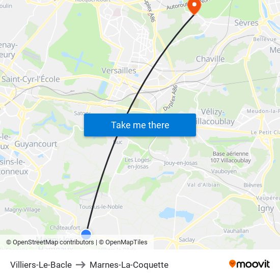 Villiers-Le-Bacle to Marnes-La-Coquette map