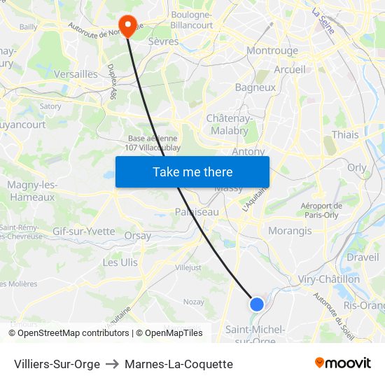 Villiers-Sur-Orge to Marnes-La-Coquette map