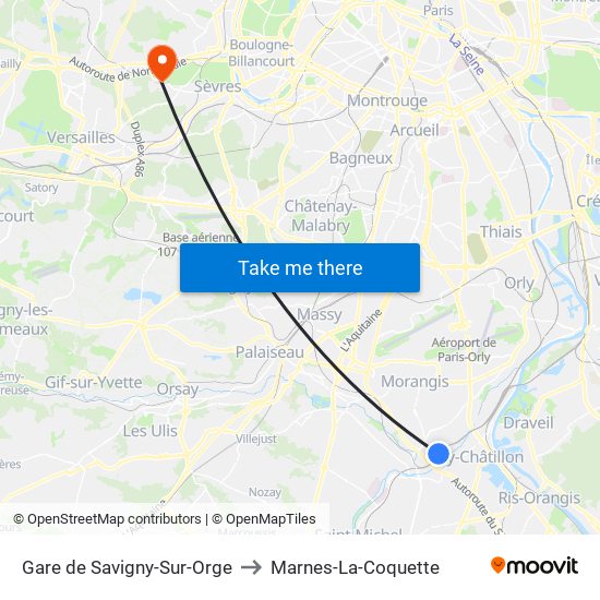 Gare de Savigny-Sur-Orge to Marnes-La-Coquette map