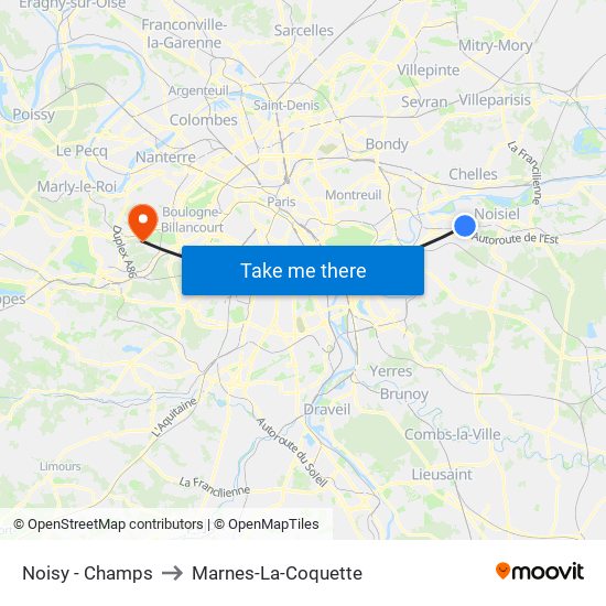 Noisy - Champs to Marnes-La-Coquette map