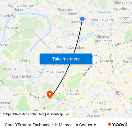 Gare D'Ermont-Eaubonne to Marnes-La-Coquette map