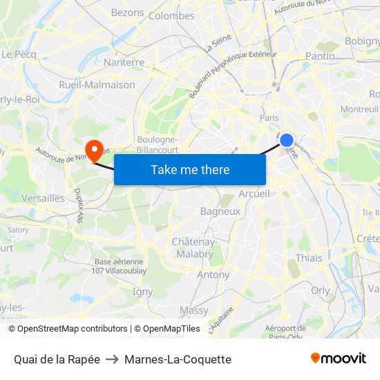 Quai de la Rapée to Marnes-La-Coquette map