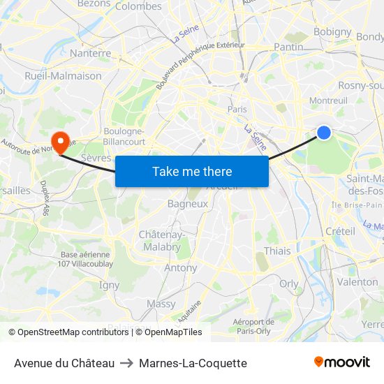 Avenue du Château to Marnes-La-Coquette map