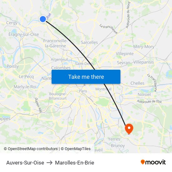 Auvers-Sur-Oise to Marolles-En-Brie map