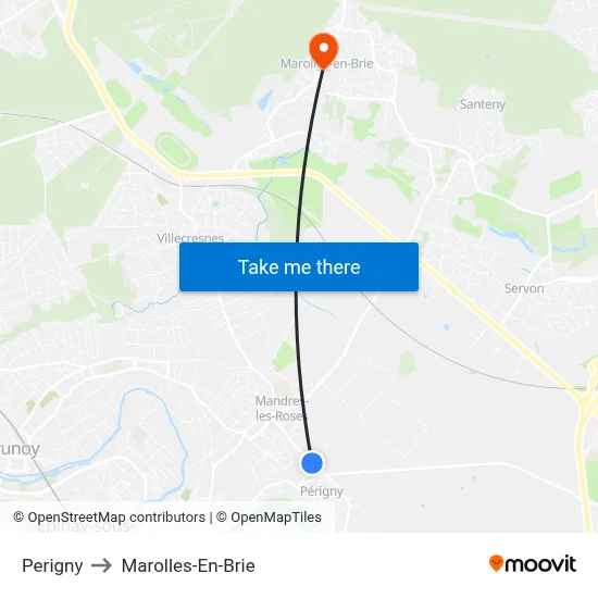 Perigny to Marolles-En-Brie map