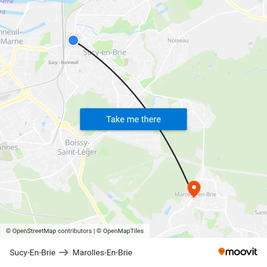 Sucy-En-Brie to Marolles-En-Brie map