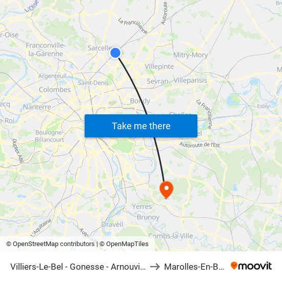 Villiers-Le-Bel - Gonesse - Arnouville to Marolles-En-Brie map