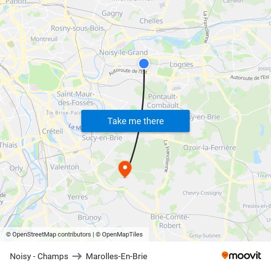 Noisy - Champs to Marolles-En-Brie map