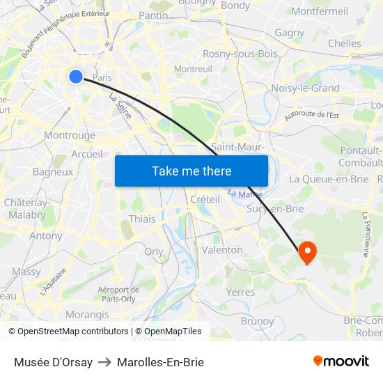 Musée D'Orsay to Marolles-En-Brie map