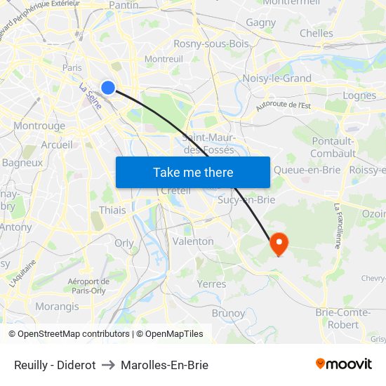 Reuilly - Diderot to Marolles-En-Brie map