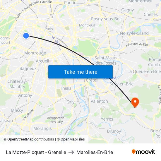 La Motte-Picquet - Grenelle to Marolles-En-Brie map