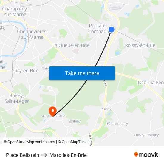 Place Beilstein to Marolles-En-Brie map