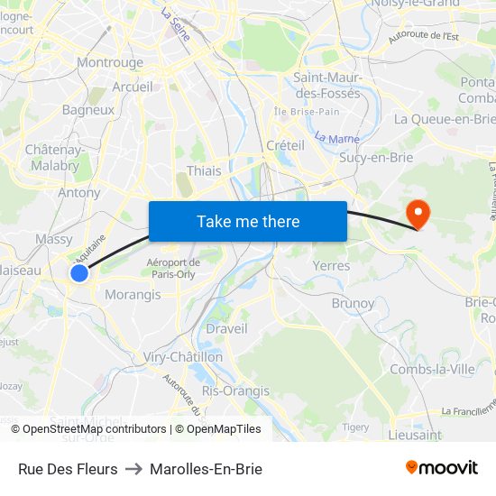 Rue Des Fleurs to Marolles-En-Brie map