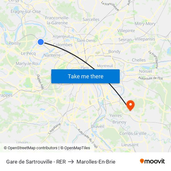 Gare de Sartrouville - RER to Marolles-En-Brie map
