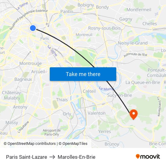 Paris Saint-Lazare to Marolles-En-Brie map