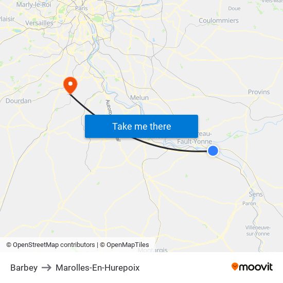 Barbey to Marolles-En-Hurepoix map