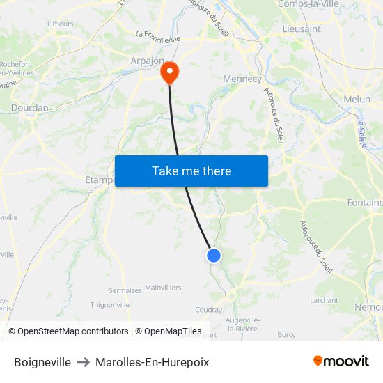 Boigneville to Marolles-En-Hurepoix map