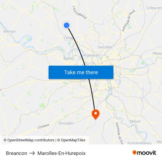 Breancon to Marolles-En-Hurepoix map