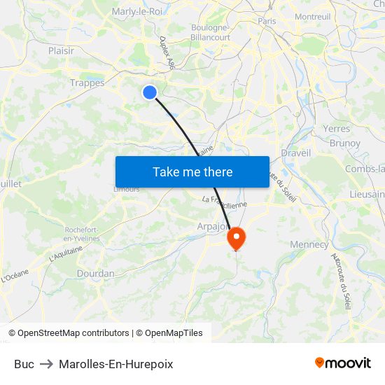 Buc to Marolles-En-Hurepoix map