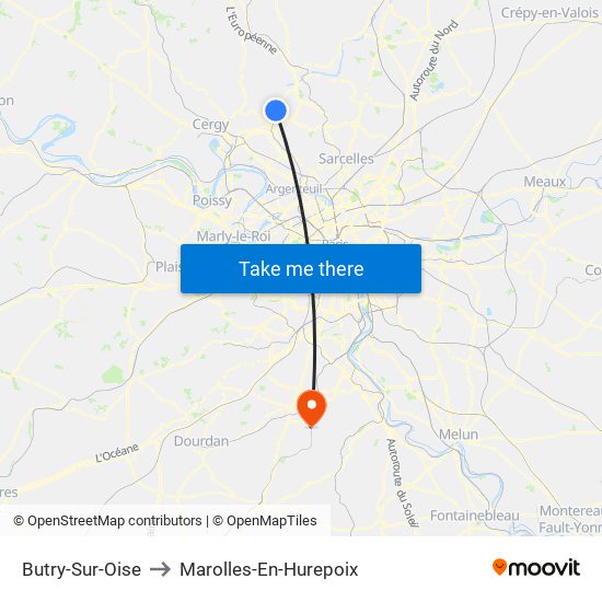 Butry-Sur-Oise to Marolles-En-Hurepoix map