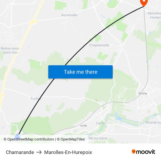 Chamarande to Marolles-En-Hurepoix map