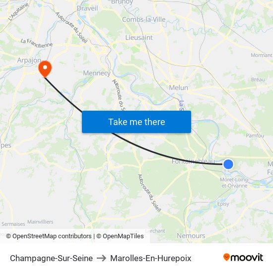 Champagne-Sur-Seine to Marolles-En-Hurepoix map