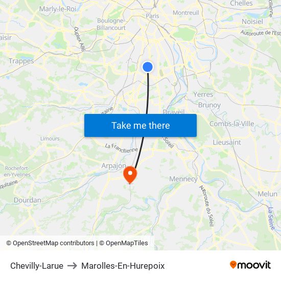 Chevilly-Larue to Marolles-En-Hurepoix map