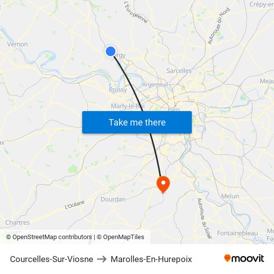 Courcelles-Sur-Viosne to Marolles-En-Hurepoix map