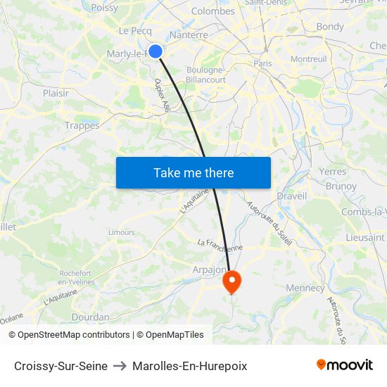 Croissy-Sur-Seine to Marolles-En-Hurepoix map