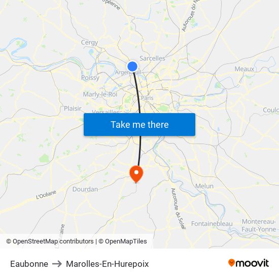 Eaubonne to Marolles-En-Hurepoix map