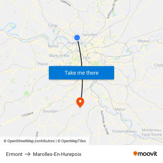 Ermont to Marolles-En-Hurepoix map