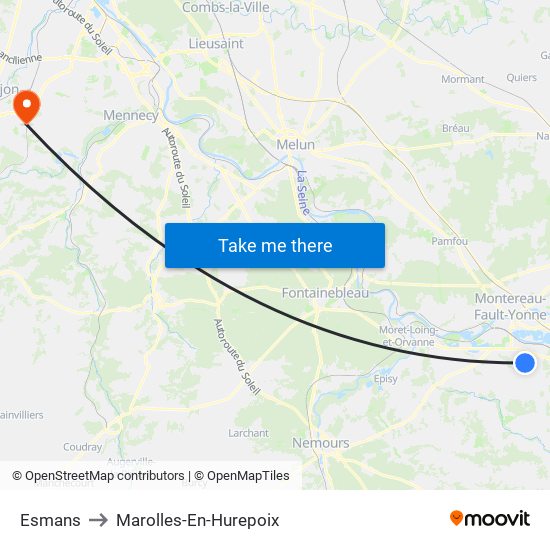 Esmans to Marolles-En-Hurepoix map
