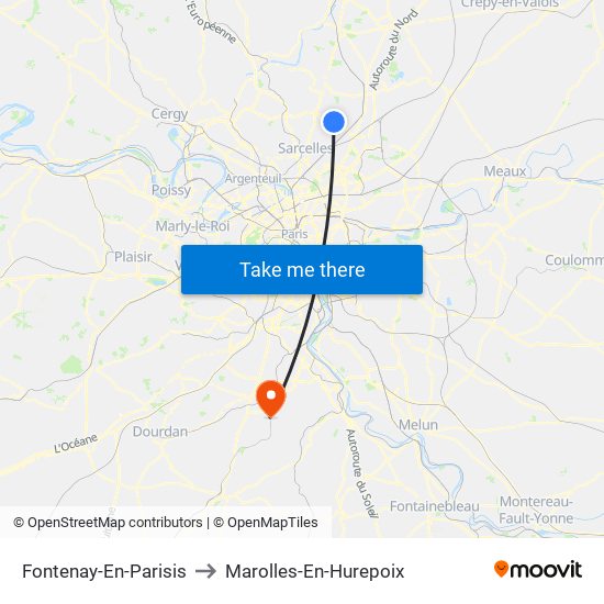Fontenay-En-Parisis to Marolles-En-Hurepoix map
