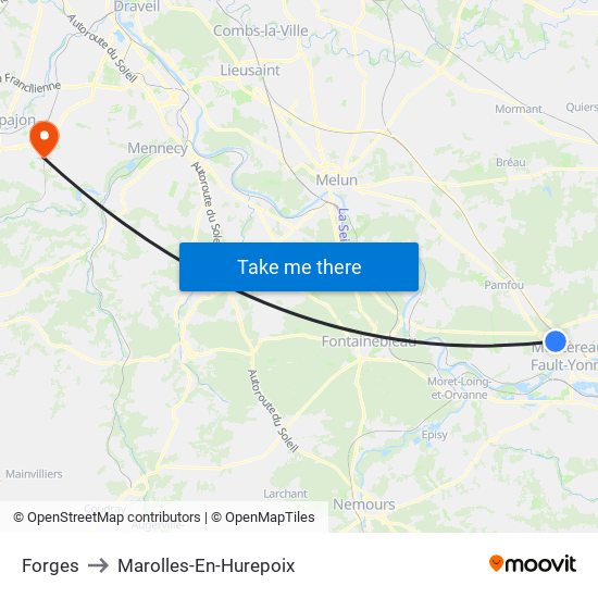 Forges to Marolles-En-Hurepoix map