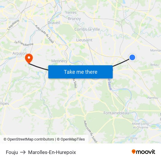 Fouju to Marolles-En-Hurepoix map