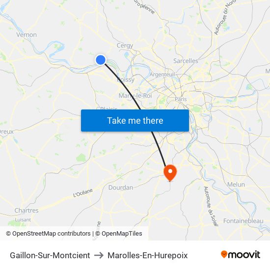 Gaillon-Sur-Montcient to Marolles-En-Hurepoix map