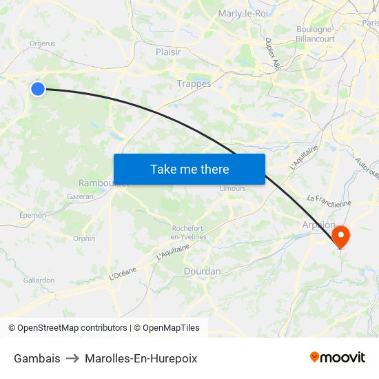 Gambais to Marolles-En-Hurepoix map