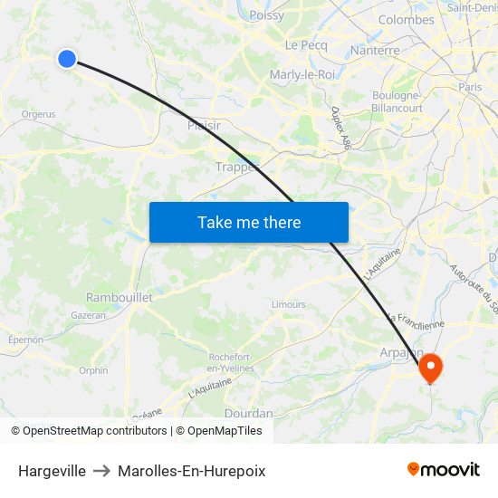 Hargeville to Marolles-En-Hurepoix map