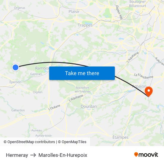 Hermeray to Marolles-En-Hurepoix map