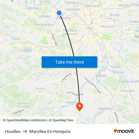 Houilles to Marolles-En-Hurepoix map