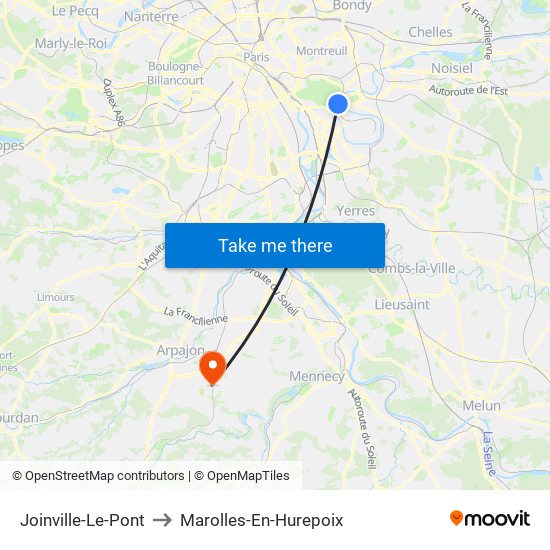 Joinville-Le-Pont to Marolles-En-Hurepoix map