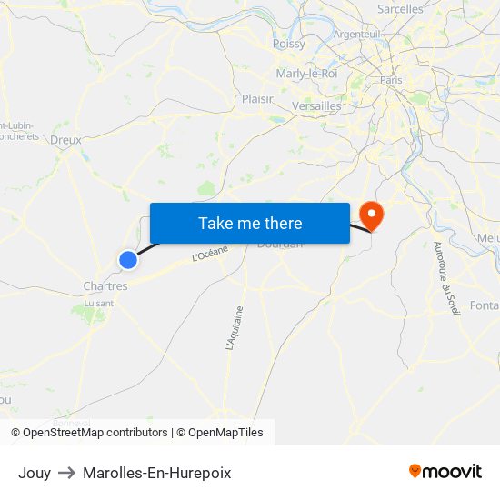 Jouy to Marolles-En-Hurepoix map